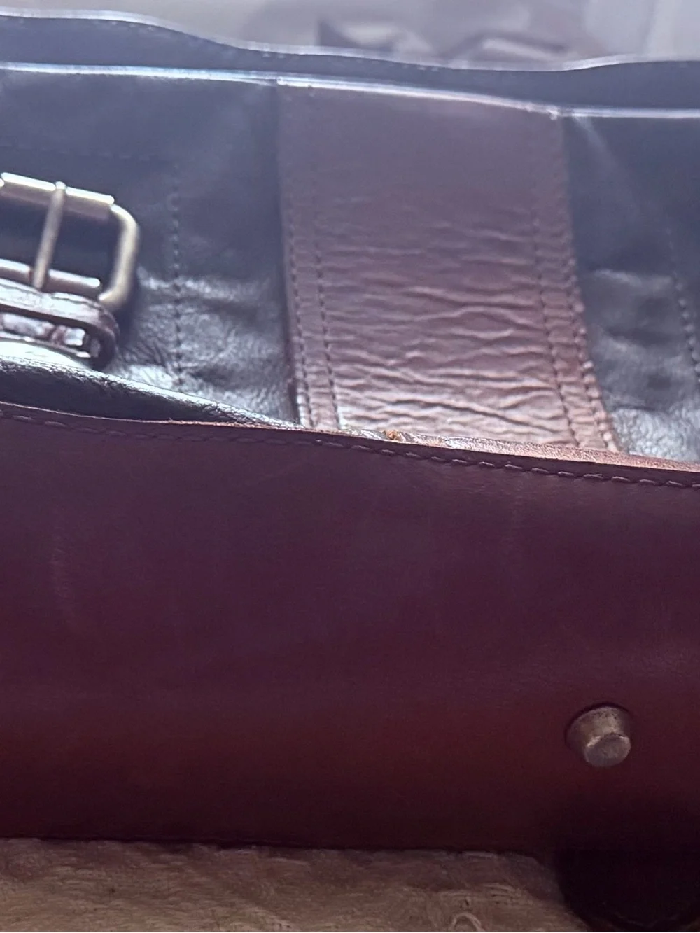 Frye Brown and Black Leather Messenger Bag